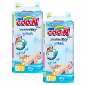 Bộ 2 Tã dán Goon Renew Slim size S - 44 miếng (4-8 kg)