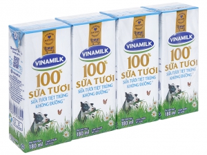 Sữa tươi tiệt trùng Vinamilk có đường hộp 180ml (lốc 4 hộp)