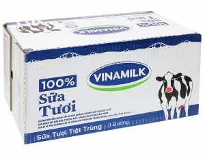 Thùng 12 hộp sữa tươi ít đường Vinamilk 100% Sữa Tươi 1 lít