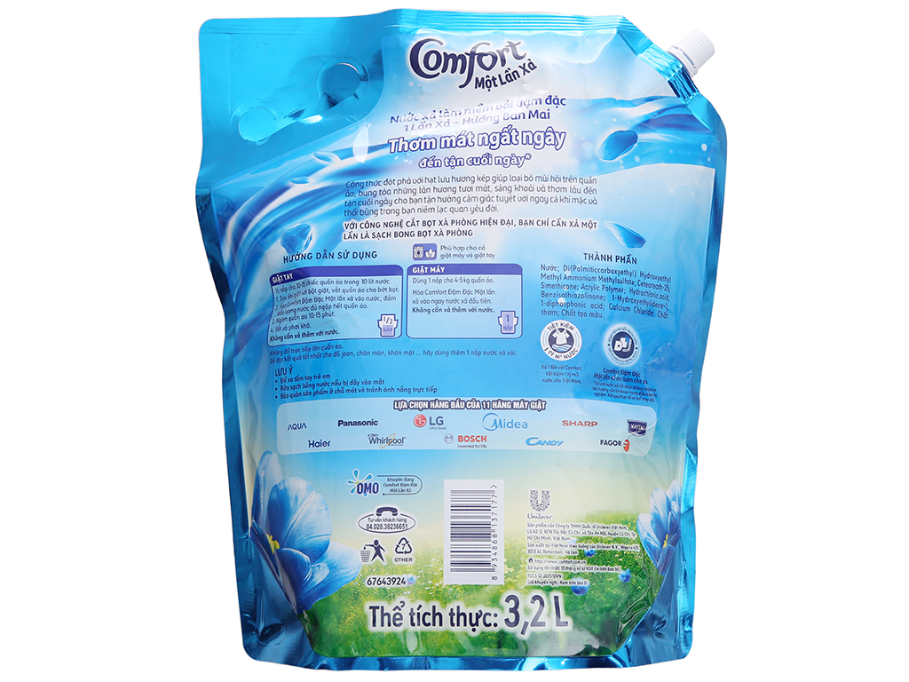 Nước xả xải Comfort hương Ban Mai túi 3.2L