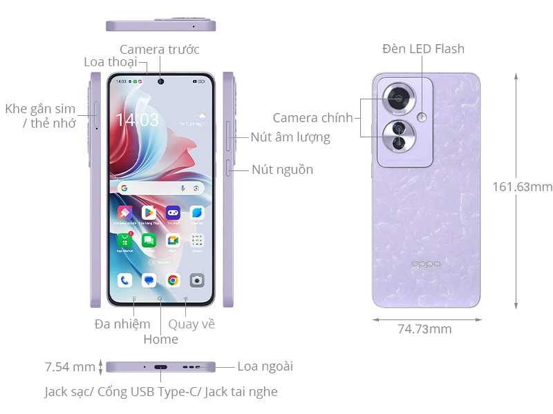 Điện thoại OPPO Reno11 F 5G 8GB/256GB